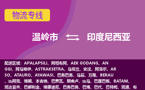 溫嶺市到印度尼西亞海運(yùn)，溫嶺市到印度尼西亞空運(yùn)公司，溫嶺市到印度尼西亞物流專線